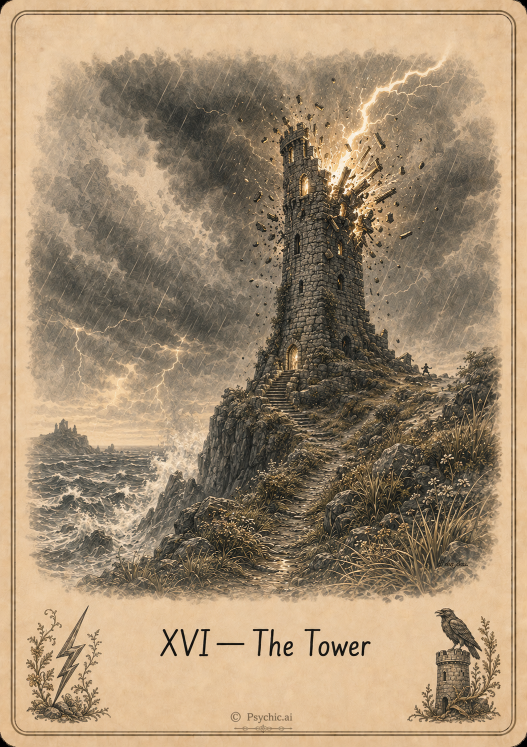 The Tower tarot card illustration